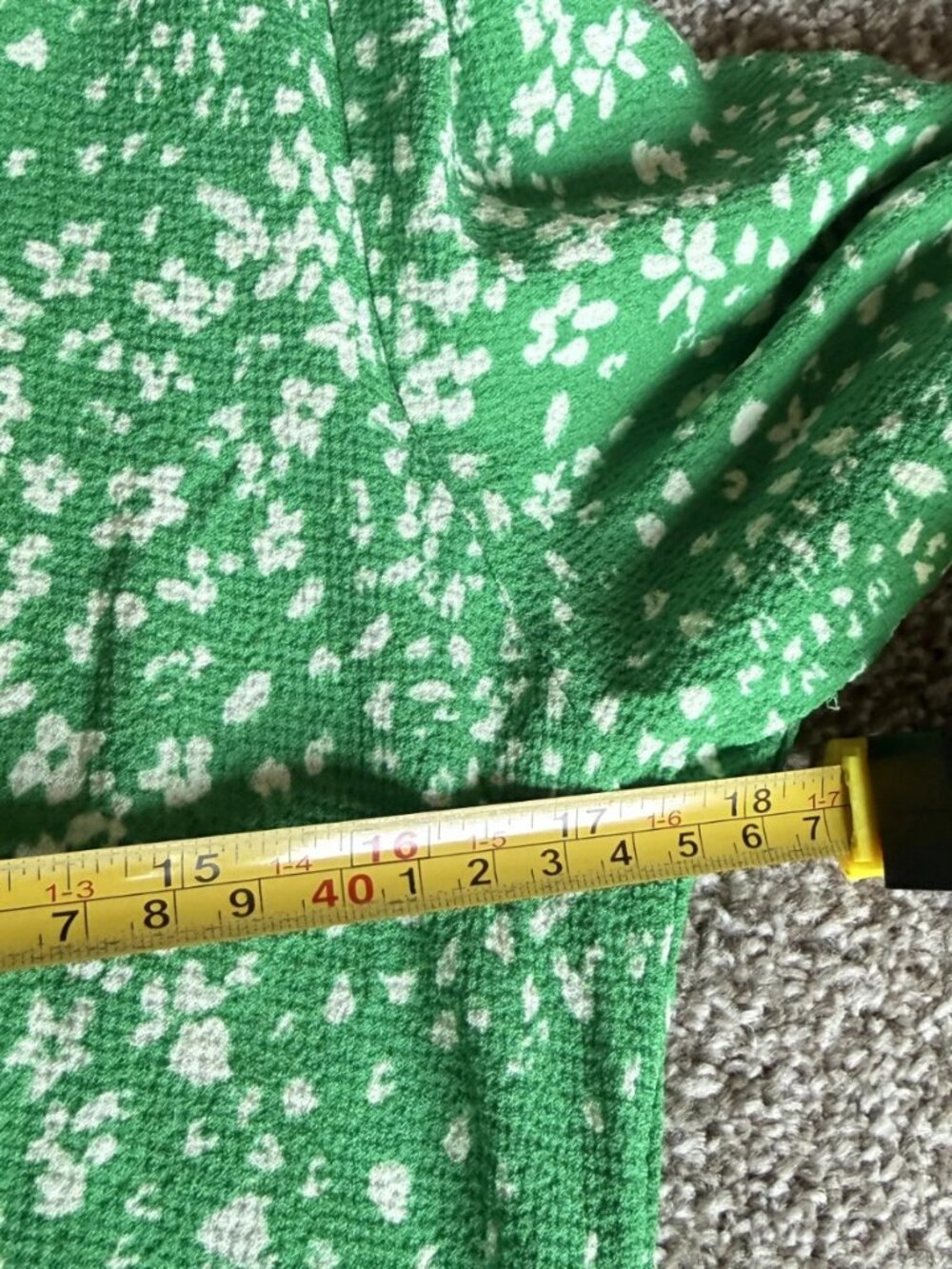 DKNY Women's Floral Print Ruched Front 3/4 Sleeve Green Midi Dress Size 8 NWT - Picture 15 of 15